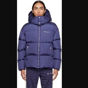 Palm Angels Blue Embroidered Down Jacket